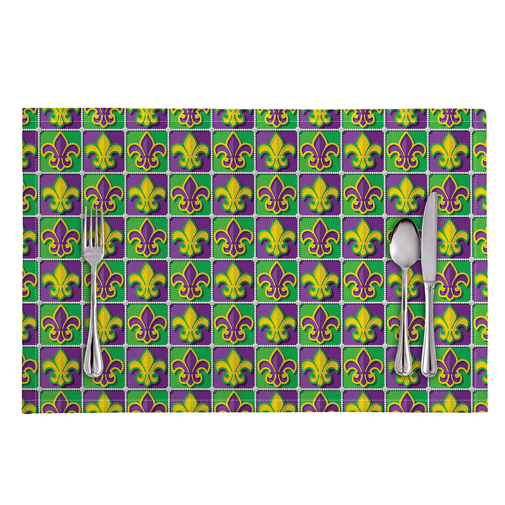 Mardi Gras Fleur De Lis Pattern Print Placemat