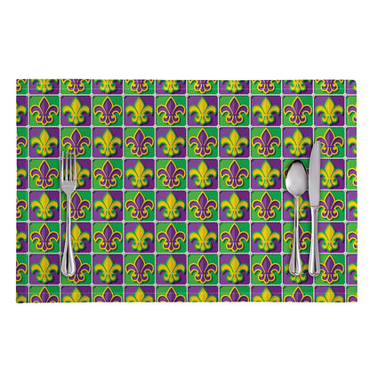 Mardi Gras Fleur De Lis Pattern Print Placemat