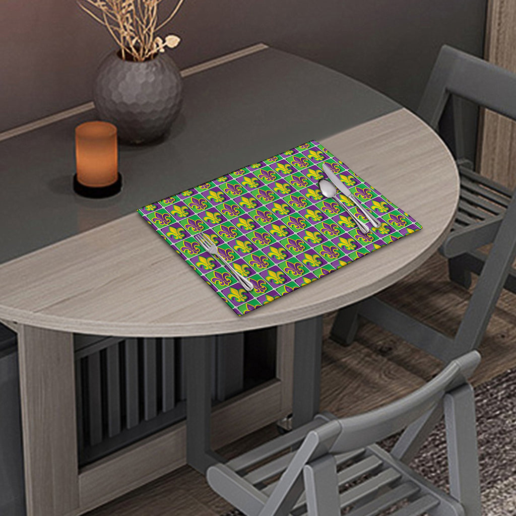 Mardi Gras Fleur De Lis Pattern Print Placemat