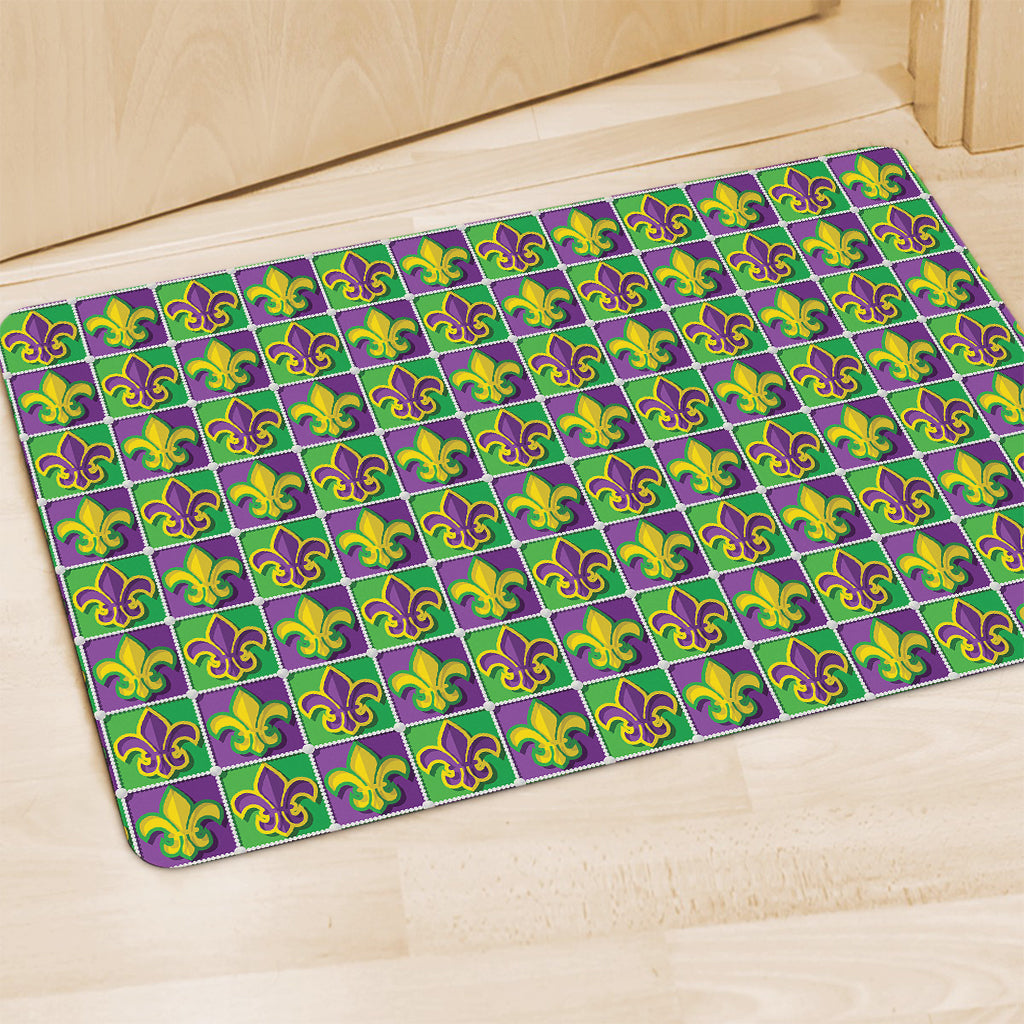 Mardi Gras Fleur De Lis Pattern Print Polyester Doormat