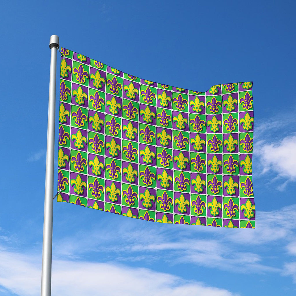 Mardi Gras Fleur De Lis Pattern Print Polyester Flag