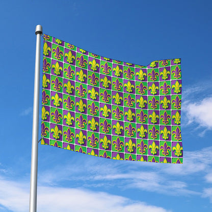 Mardi Gras Fleur De Lis Pattern Print Polyester Flag