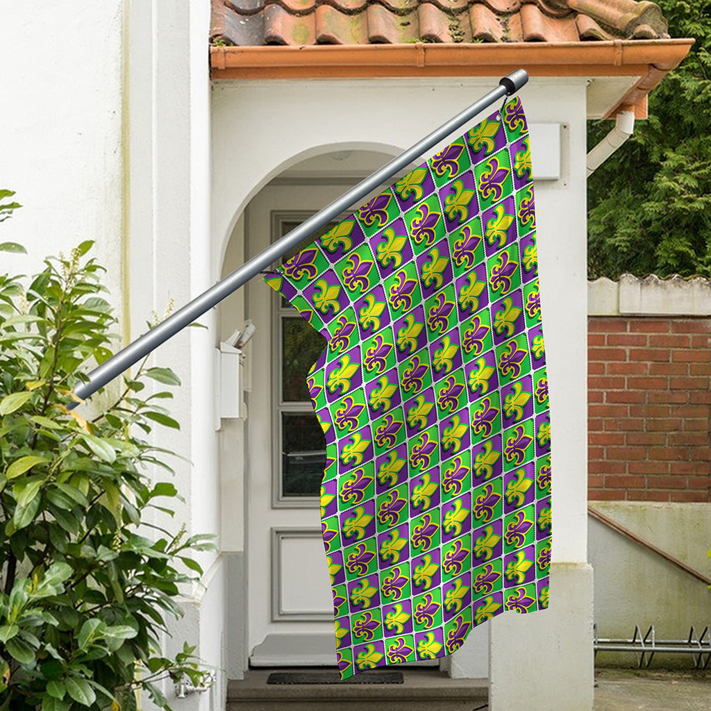 Mardi Gras Fleur De Lis Pattern Print Polyester Flag