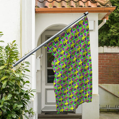 Mardi Gras Fleur De Lis Pattern Print Polyester Flag