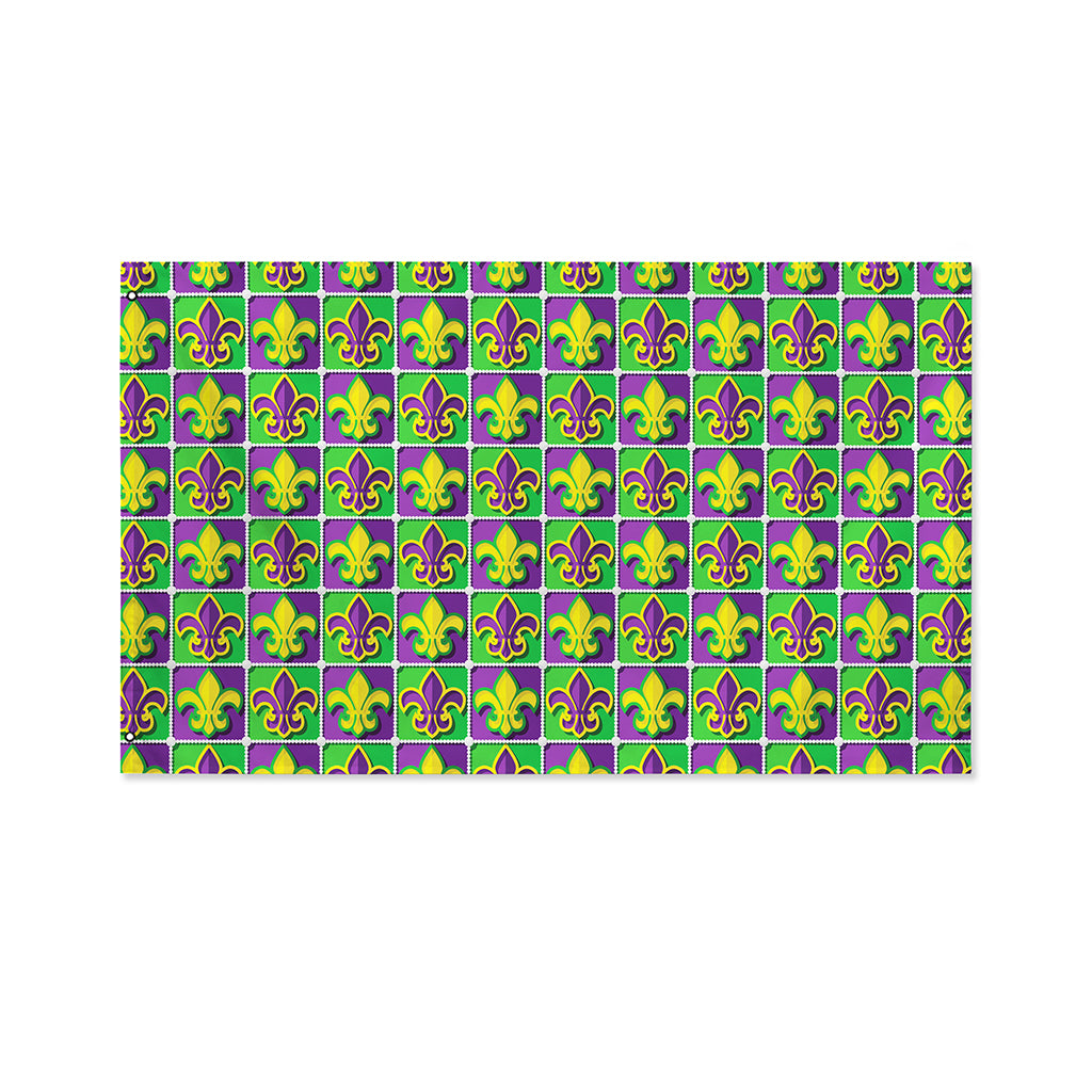 Mardi Gras Fleur De Lis Pattern Print Polyester Flag