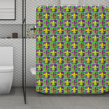 Mardi Gras Fleur De Lis Pattern Print Polyester Shower Curtain