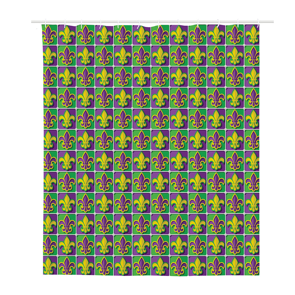 Mardi Gras Fleur De Lis Pattern Print Polyester Shower Curtain