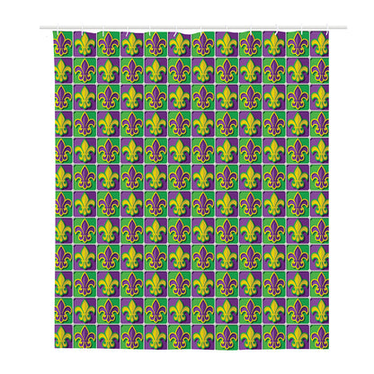 Mardi Gras Fleur De Lis Pattern Print Polyester Shower Curtain