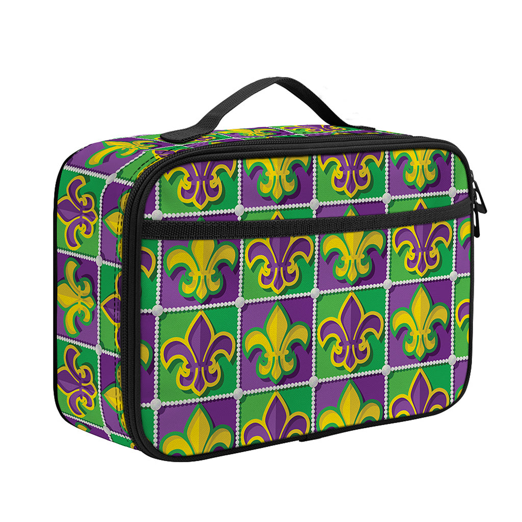 Mardi Gras Fleur De Lis Pattern Print Portable Lunch Bag