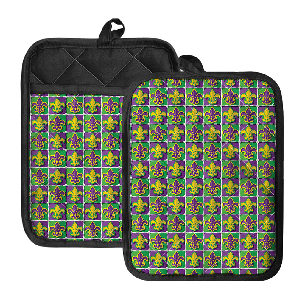 Mardi Gras Fleur De Lis Pattern Print Pot Holders With Pocket