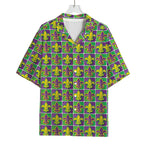 Mardi Gras Fleur De Lis Pattern Print Rayon Hawaiian Shirt