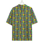 Mardi Gras Fleur De Lis Pattern Print Rayon Hawaiian Shirt