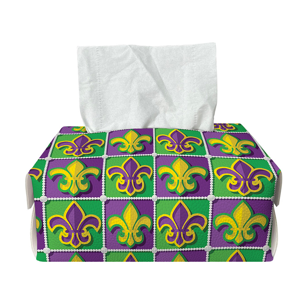 Mardi Gras Fleur De Lis Pattern Print Rectangle Tissue Box Cover