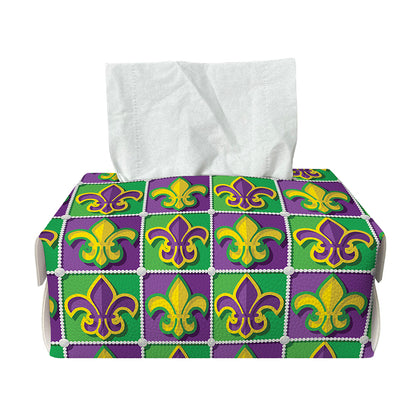 Mardi Gras Fleur De Lis Pattern Print Rectangle Tissue Box Cover