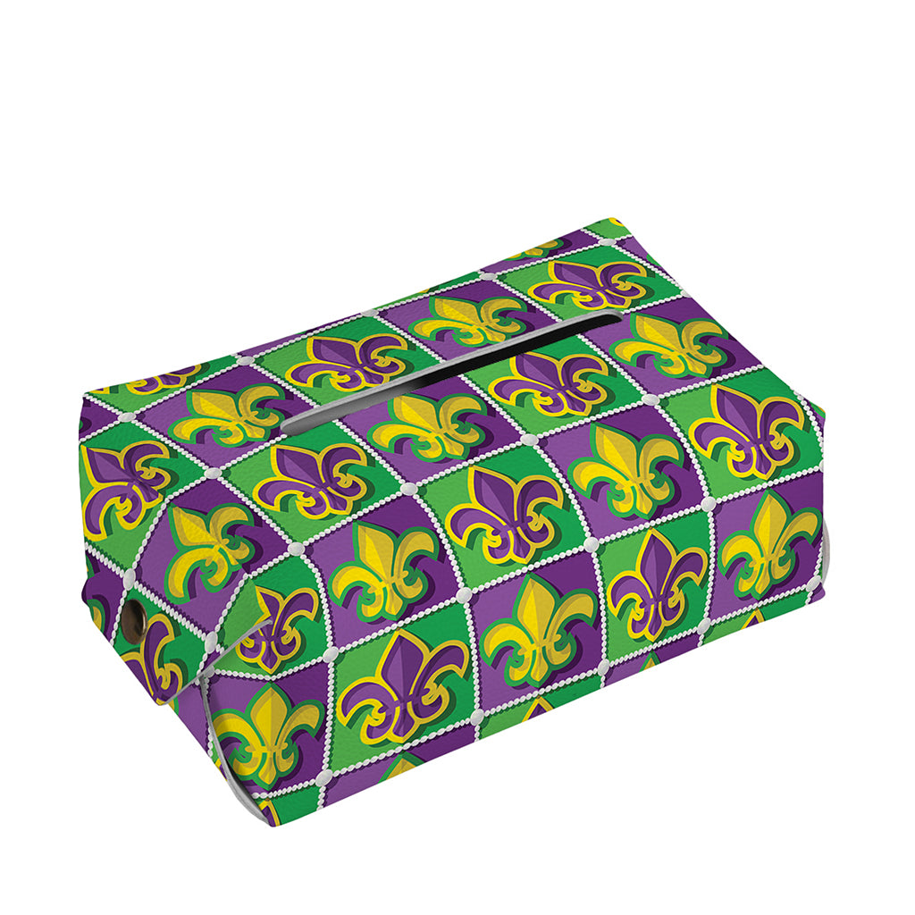 Mardi Gras Fleur De Lis Pattern Print Rectangle Tissue Box Cover