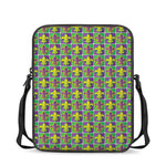 Mardi Gras Fleur De Lis Pattern Print Rectangular Crossbody Bag