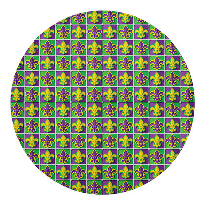 Mardi Gras Fleur De Lis Pattern Print Round Blanket