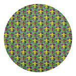 Mardi Gras Fleur De Lis Pattern Print Round Blanket