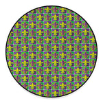 Mardi Gras Fleur De Lis Pattern Print Round Floor Mat
