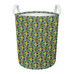 Mardi Gras Fleur De Lis Pattern Print Round Laundry Basket