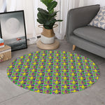 Mardi Gras Fleur De Lis Pattern Print Round Rug