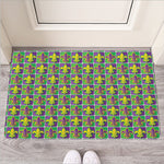 Mardi Gras Fleur De Lis Pattern Print Rubber Doormat