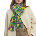 Mardi Gras Fleur De Lis Pattern Print Scarf