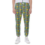 Mardi Gras Fleur De Lis Pattern Print Scuba Joggers
