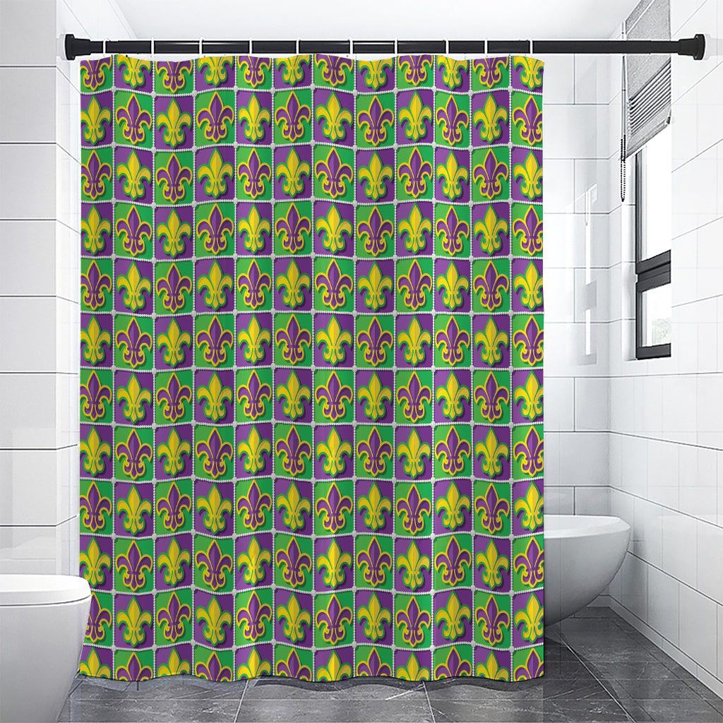 Mardi Gras Fleur De Lis Pattern Print Shower Curtain