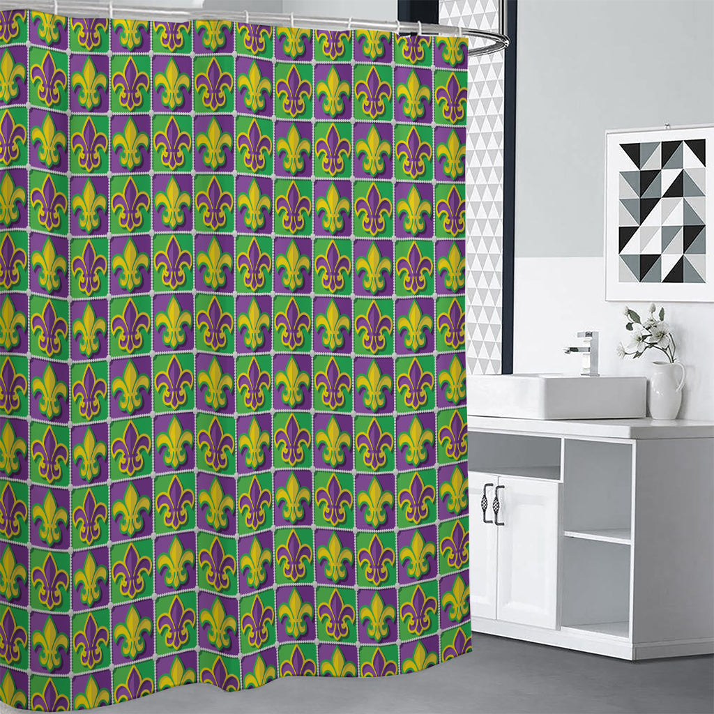 Mardi Gras Fleur De Lis Pattern Print Shower Curtain