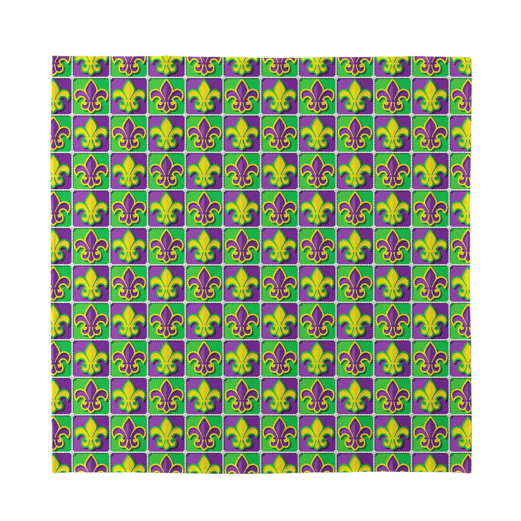 Mardi Gras Fleur De Lis Pattern Print Silk Bandana