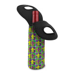 Mardi Gras Fleur De Lis Pattern Print Single Neoprene Wine Tote