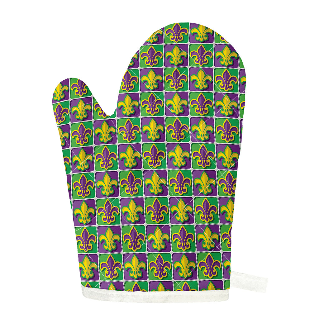 Mardi Gras Fleur De Lis Pattern Print Single Oven Mitt