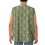 Mardi Gras Fleur De Lis Pattern Print Sleeveless Baseball Jersey