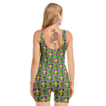 Mardi Gras Fleur De Lis Pattern Print Sleeveless One Piece Swimsuit