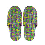 Mardi Gras Fleur De Lis Pattern Print Slippers