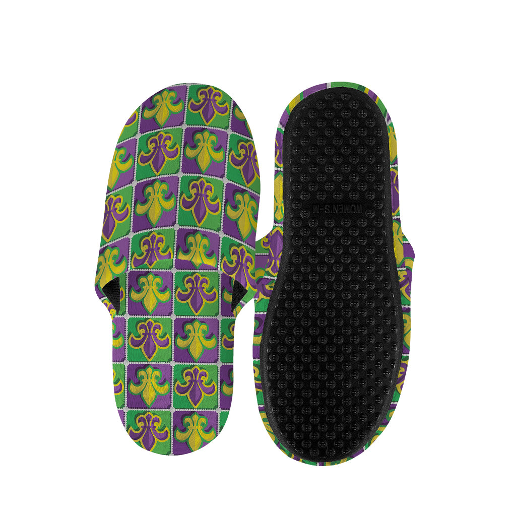 Mardi Gras Fleur De Lis Pattern Print Slippers