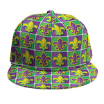 Mardi Gras Fleur De Lis Pattern Print Snapback Cap