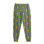 Mardi Gras Fleur De Lis Pattern Print Sweatpants