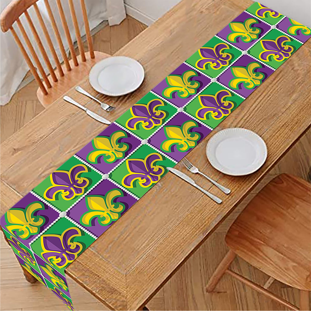 Mardi Gras Fleur De Lis Pattern Print Table Runner