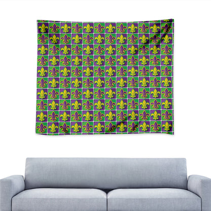 Mardi Gras Fleur De Lis Pattern Print Tapestry