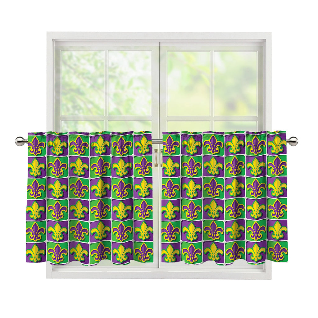 Mardi Gras Fleur De Lis Pattern Print Tier Curtains