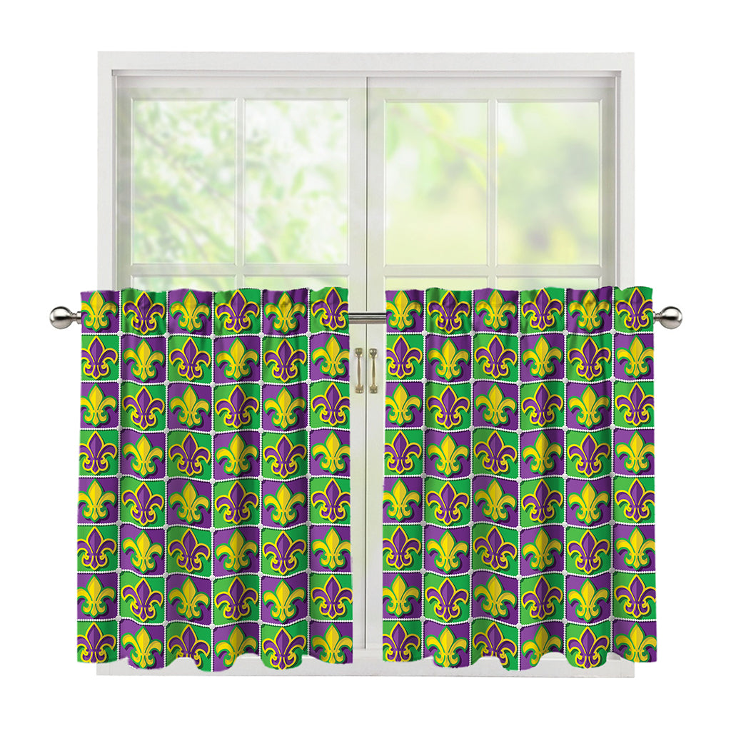 Mardi Gras Fleur De Lis Pattern Print Tier Curtains