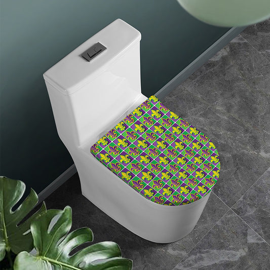 Mardi Gras Fleur De Lis Pattern Print Toilet Lid Cover