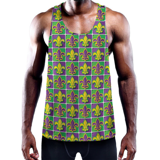 Mardi Gras Fleur De Lis Pattern Print Training Tank Top
