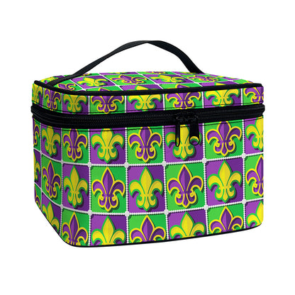 Mardi Gras Fleur De Lis Pattern Print Travel Makeup Bag