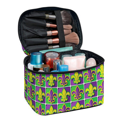 Mardi Gras Fleur De Lis Pattern Print Travel Makeup Bag