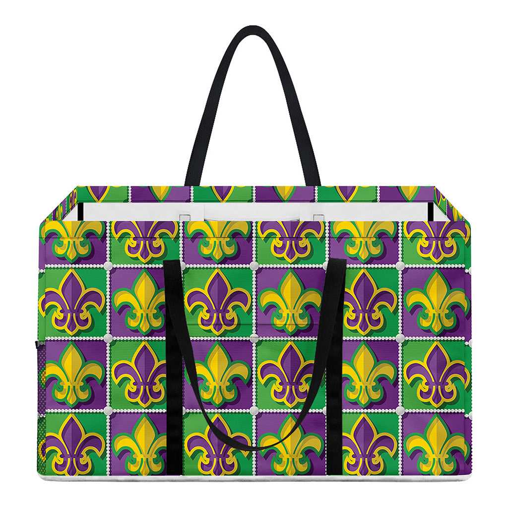 Mardi Gras Fleur De Lis Pattern Print Utility Tote Bag