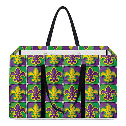 Mardi Gras Fleur De Lis Pattern Print Utility Tote Bag