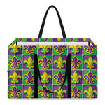 Mardi Gras Fleur De Lis Pattern Print Utility Tote Bag